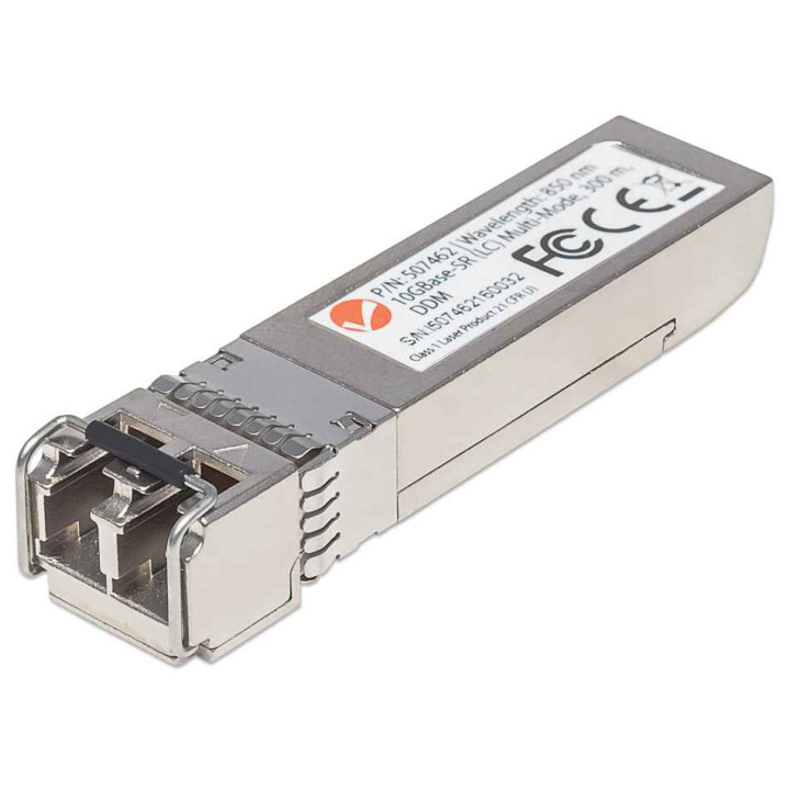 Intellinet Module émetteur-récepteur de réseau SFP+ fibre 10 Gigabit, 10GBase-SR (LC) multimode, 300 m, 850 nm, conforme MSA