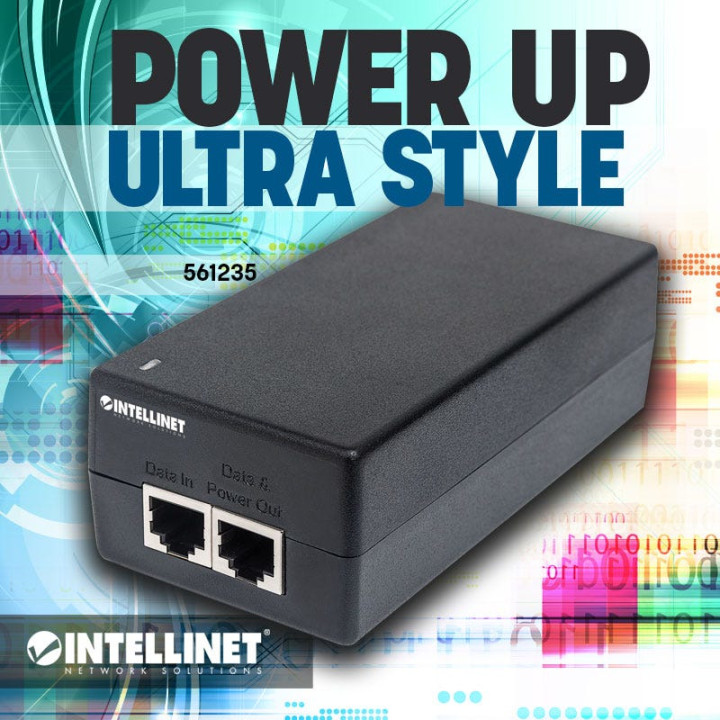 Intellinet Injecteur Ultra PoE+ Gigabit, 1 port 60 W, conforme IEEE 802.3bt et 802.3at/af, boîtier plastique, Alimentation par