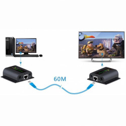Techly IDATA EX-HL21D AV transmitter & receiver Noir extension audio/video