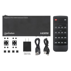 Manhattan Multiviewer/switch HDMI 4K 4 ports, 4 entrées vers 1 écran, 4K@30 Hz, modes PiP et double/quadruple affichage, bout