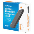 Manhattan Multiviewer/switch HDMI 4K 4 ports, 4 entrées vers 1 écran, 4K@30 Hz, modes PiP et double/quadruple affichage, bout