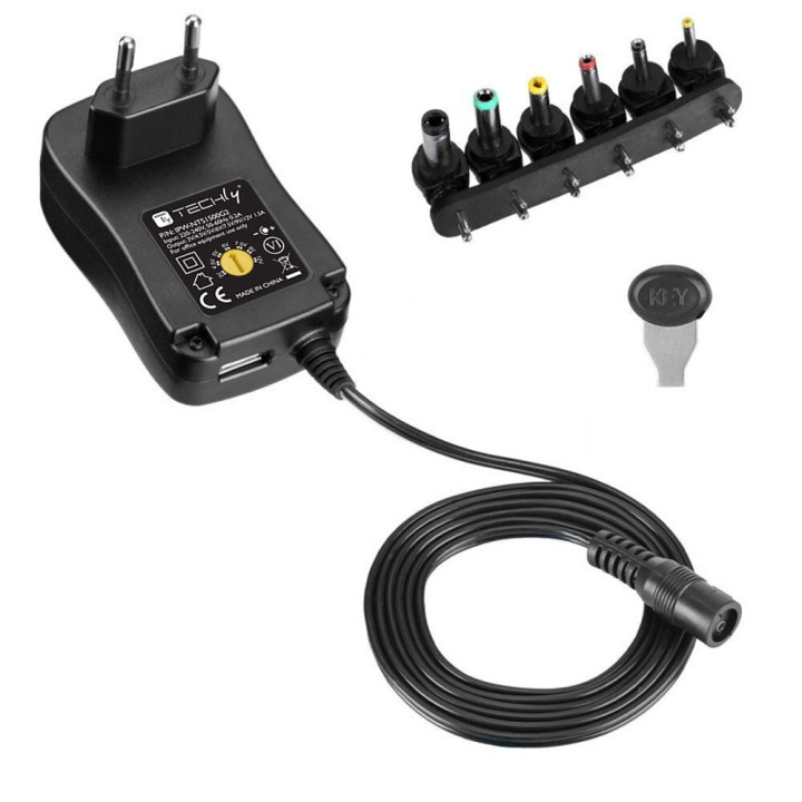 Techly IPW-NTS1500G2 adaptateur de puissance & onduleur Intérieure 18 W Noir