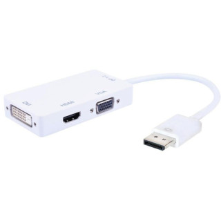 Techly IADAP DP-COMBOF2 câble vidéo et adaptateur 0,15 m DisplayPort HDMI / DVI / VGA Blanc