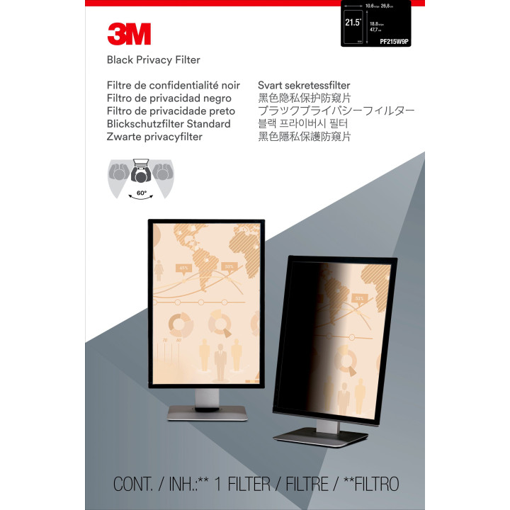 3M Filtre de confidentialité pour moniteur panoramique 21,5" Portrait