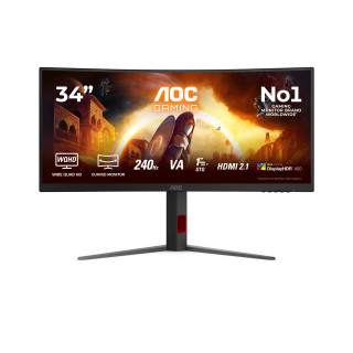 AOC G4 CU34G4Z écran plat de PC 86,4 cm (34") 3440 x 1440 pixels Wide Quad HD LED Noir, Rouge