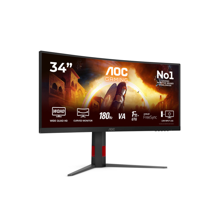 AOC G4 CU34G4/69 écran plat de PC 86,4 cm (34") 3440 x 1440 pixels Noir, Rouge