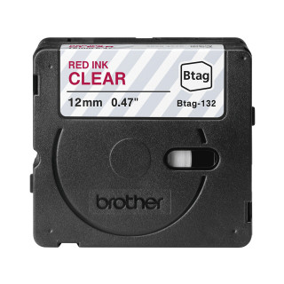 Brother BTAG-132 ruban d'étiquette Rouge sur transparent