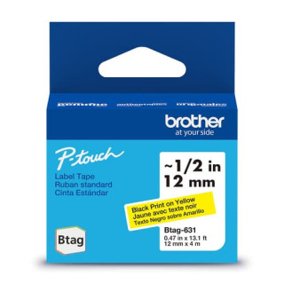 Brother BTAG-631 ruban d'étiquette Noir sur jaune