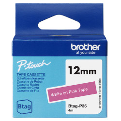 Brother BTAG-P35 ruban d'étiquette White on pink