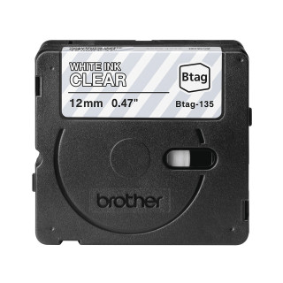 Brother BTAG-135 ruban d'étiquette Blanc sur transparent