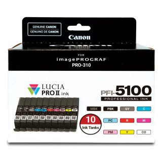 Canon PFI-5100 Multipack cartouche d'encre 10 pièce(s) Original Rendement standard Cyan, Noir mat, Noir