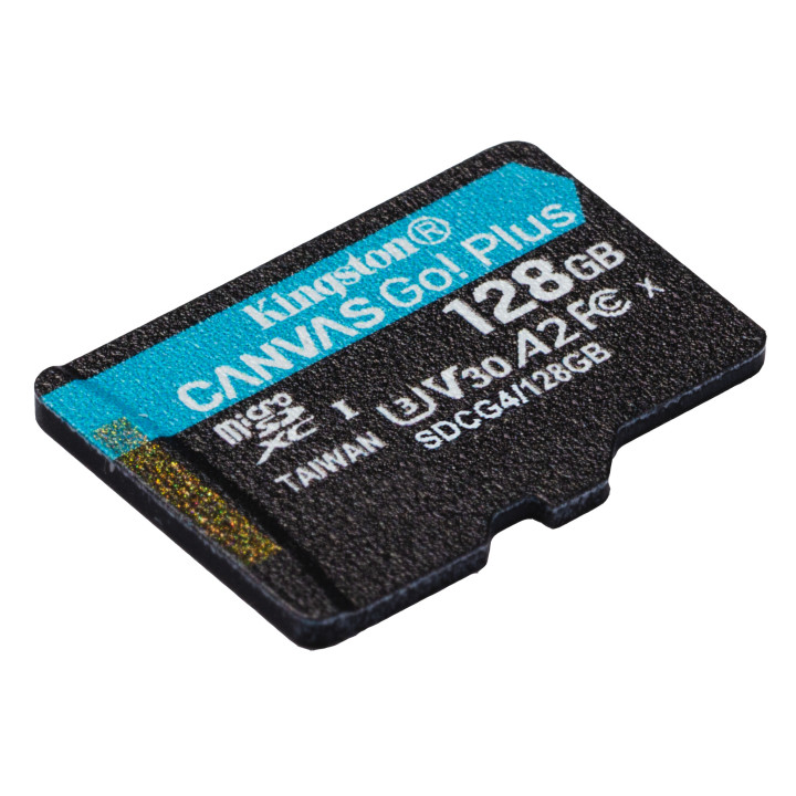 Kingston Technology Carte microSDXC Canvas Go Plus Gen4 200 Mo/s A2 U3 V30 128 Go + adaptateur