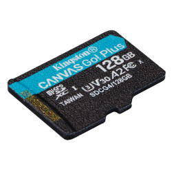 Kingston Technology Carte microSDXC Canvas Go Plus Gen4 200R A2 U3 de 128 Go, pack unique sans ADP