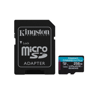 Kingston Technology Carte microSDXC Canvas Go Plus Gen4 200 Mo/s A2 U3 V30 256 Go + adaptateur