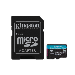 Kingston Technology Carte microSDXC Canvas Go Plus Gen4 200 Mo/s A2 U3 V30 1 To + adaptateur
