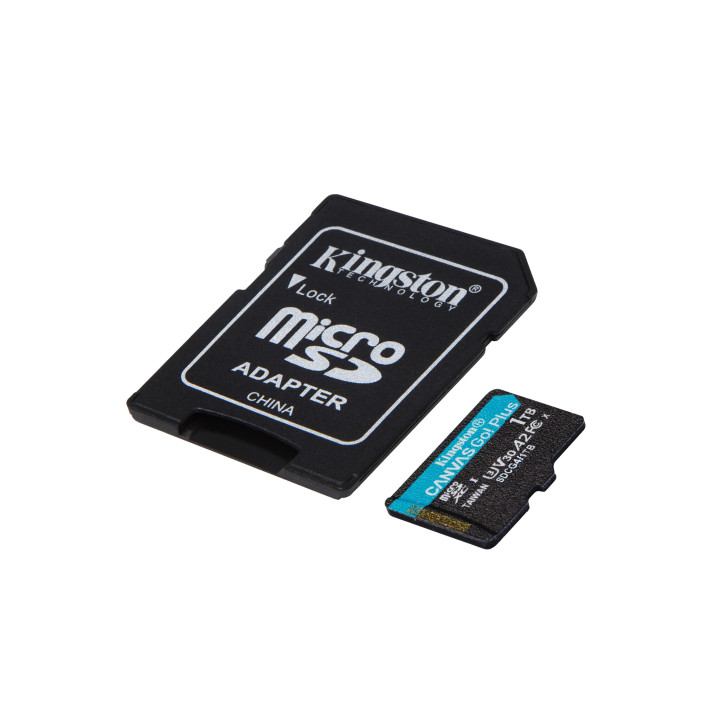 Kingston Technology Carte microSDXC Canvas Go Plus Gen4 200 Mo/s A2 U3 V30 1 To + adaptateur