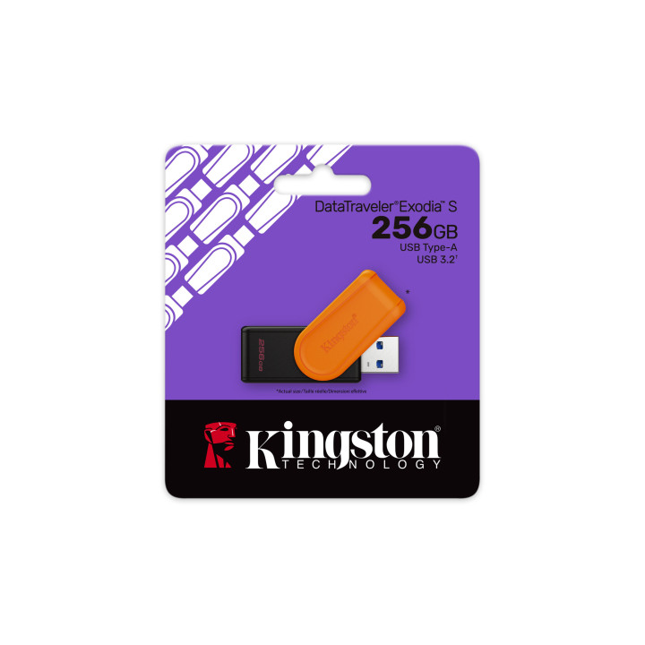 Kingston Technology DataTraveler 256GB Portable USB 3.2 Gen 1 Exodia S (Noir/Orange)