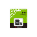Kingston Technology 64GB microSDXC Canvas Select Plus Gen3 100MB/s A1 (Adaptateur SD inclus)