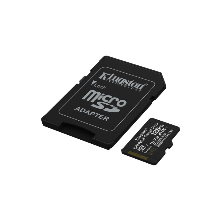 Kingston Technology 128GB microSDXC Canvas Select Plus Gen3 150MB/s A1 (Adaptateur SD inclus)