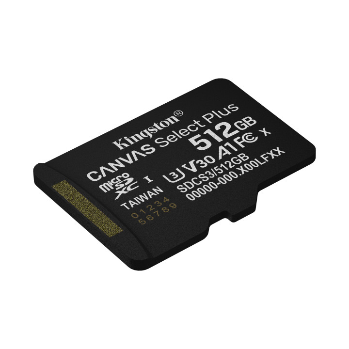 Kingston Technology 512GB micSDXC Canvas Select Plus Gen3 150R A1 (Adaptateur SD non inclus)