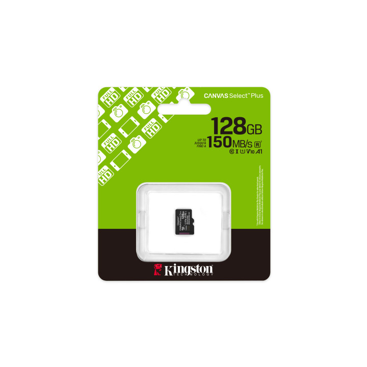 Kingston Technology 128GB micSDXC Canvas Select Plus Gen3 150R A1 (Adaptateur SD non inclus)