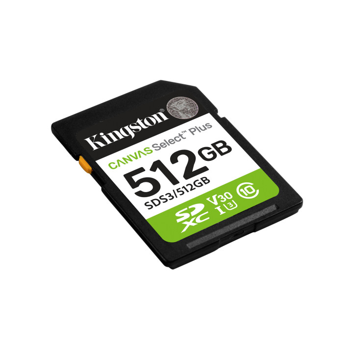 Kingston Technology 512 Go SDXC Canvas Select Plus Gen3 150 Mo/s C10 UHS-I U3 V30