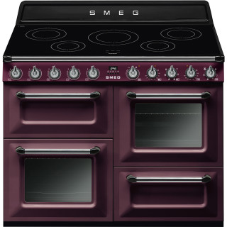 Smeg TR4110IRW four et cuisinière Electrique Plaque avec zone à induction Noir, Bordeaux, Acier inoxydable
