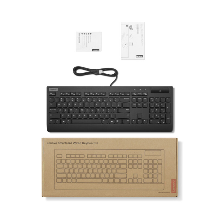 Lenovo Smartcard Wired keyboard II clavier Bureau USB Français Noir