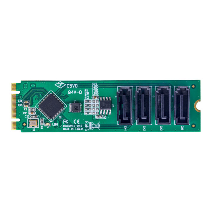 StarTech.com Carte Adaptateur M.2 vers SATA à 4 Ports, Carte Extension M.2 PCIe 3.0 vers HDD/SSD SATA, Chipset ASM1064, M.2 NV