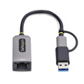 StarTech.com Adaptateur USB-C vers Ethernet avec Dongle USB-A, 10/100/1000Mbps, Adaptateur Réseau USB 3.0 vers Gigabit Etherne