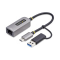 StarTech.com Adaptateur USB-C vers Ethernet avec Dongle USB-A, 10/100/1000Mbps, Adaptateur Réseau USB 3.0 vers Gigabit Etherne