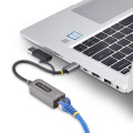 StarTech.com Adaptateur USB-C vers Ethernet avec Dongle USB-A, 10/100/1000Mbps, Adaptateur Réseau USB 3.0 vers Gigabit Etherne