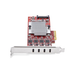 StarTech.com Carte PCIe USB-C 4 Ports, USB 3.2 10 Gbit/s, Carte d'Extension PCI Express USB-C, 4 Contrôleurs USB Indépendants