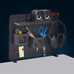 StarTech.com Panneau Perforé à Pinces avec Accessoires, 42 x 32cm, Panneau Perforé en Acier, Organisateur de Rangement de Bu