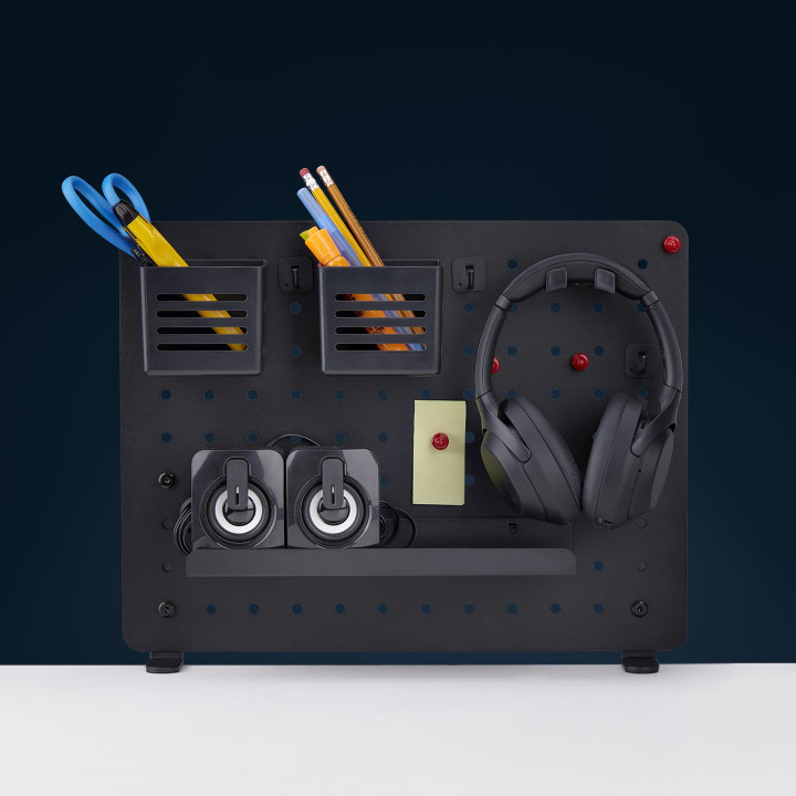 StarTech.com Panneau Perforé à Pinces avec Accessoires, 42 x 32cm, Panneau Perforé en Acier, Organisateur de Rangement de Bu