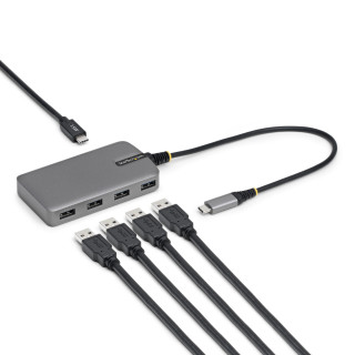 StarTech.com Hub USB-C 4 Ports, 5 Gbps, Alimenté par Bus, Hub USB-C vers 4 Ports USB-A avec Entrée d'Alimentation Auxiliaire 
