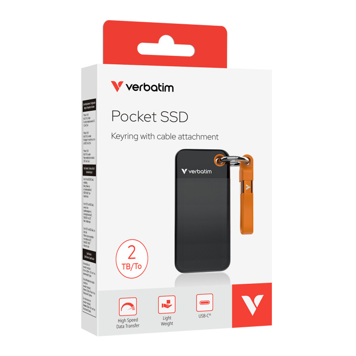 Verbatim Pocket SSD 2 To USB Type-C 3.2 Gen 2 (3.1 Gen 2) Noir, Orange