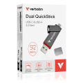 Verbatim Dual QuickStick lecteur USB flash 512 Go USB Type-A / USB Type-C 3.2 Gen 1 (3.1 Gen 1) Gris