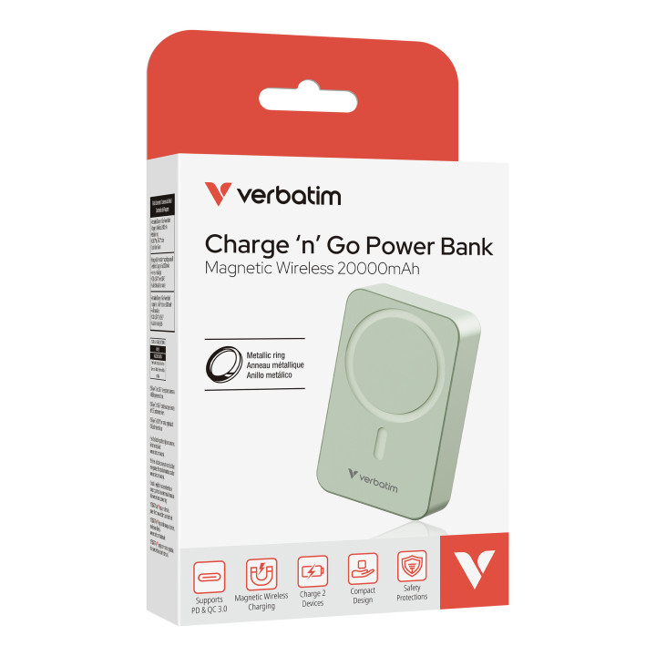 Verbatim Charge 'n' Go Essentials 20000 mAh Recharge sans fil Vert