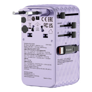 Verbatim Charge 'n' Travel 70W Universel Violet Secteur Charge rapide Intérieure