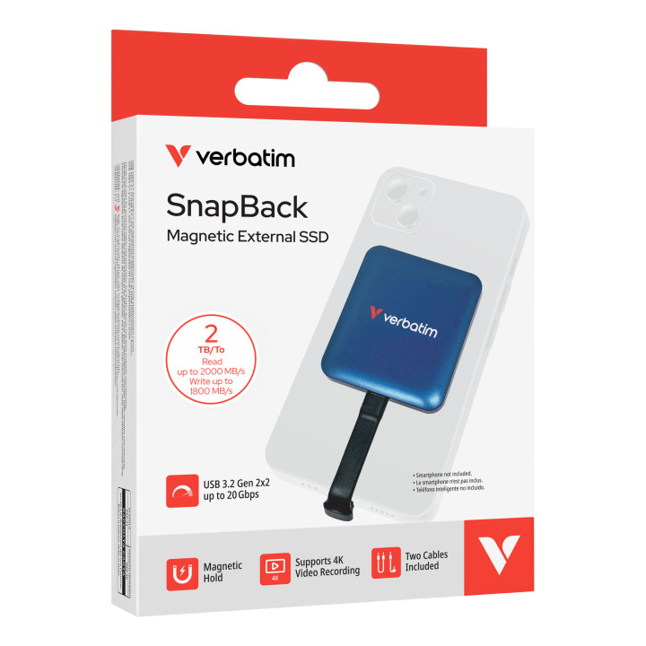 Verbatim SnapBack SSD 2 To USB Type-C USB 3.2 Gen 2x2 Bleu