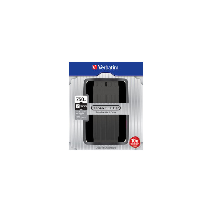 Verbatim Traveller 750GB disque dur externe 750 Go 5400 tr/min Micro-USB B 3.2 Gen 1 (3.1 Gen 1) Noir