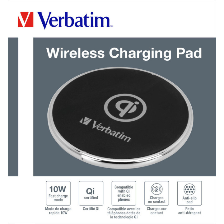 Verbatim 49551 chargeur d'appareils mobiles Téléphone portable Noir USB Recharge sans fil Charge rapide Intérieure