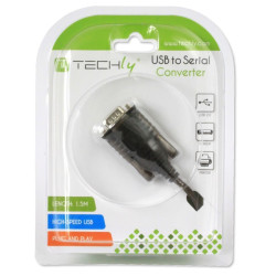 Techly IDATA-USB2-SER-1 câble Série Noir 1,5 m USB Type-A DB-9