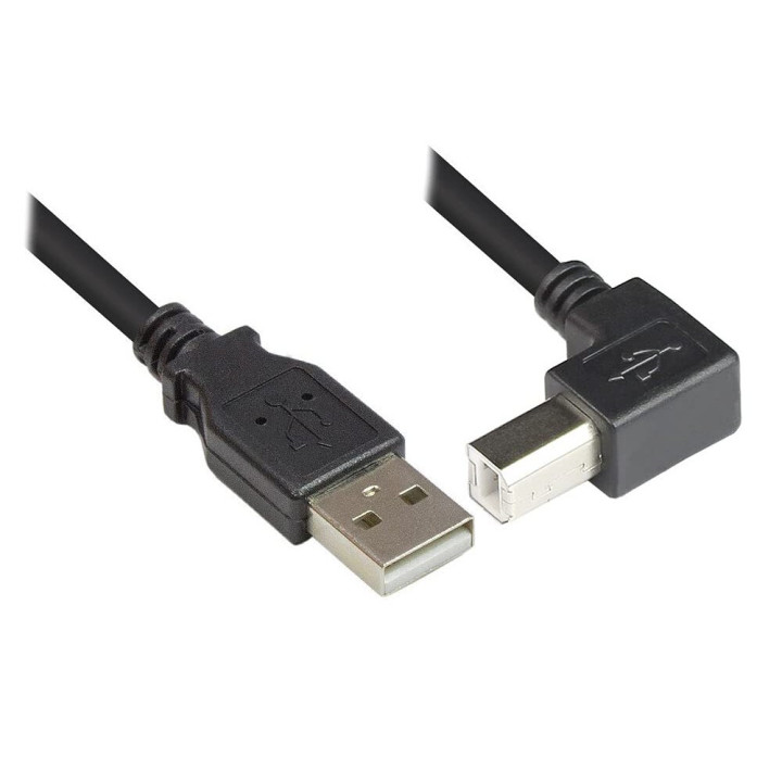 Techly 2.0m USB 2.0 A/B M câble USB 2 m USB A USB B 0,48 Gbit/s Noir