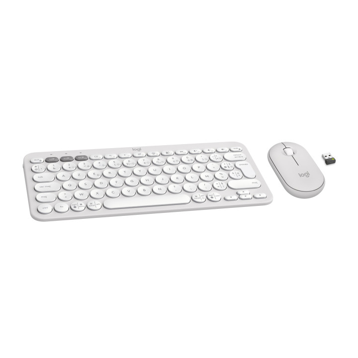 Logitech Pebble 2 Combo clavier Souris incluse Universel RF sans fil + Bluetooth AZERTY Français Blanc