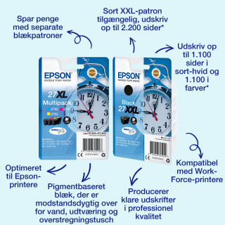 Epson Alarm clock Singlepack Cyan 27XL DURABrite Ultra Ink