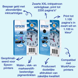 Epson Alarm clock Multipack 3-colour 27 DURABrite Ultra Ink