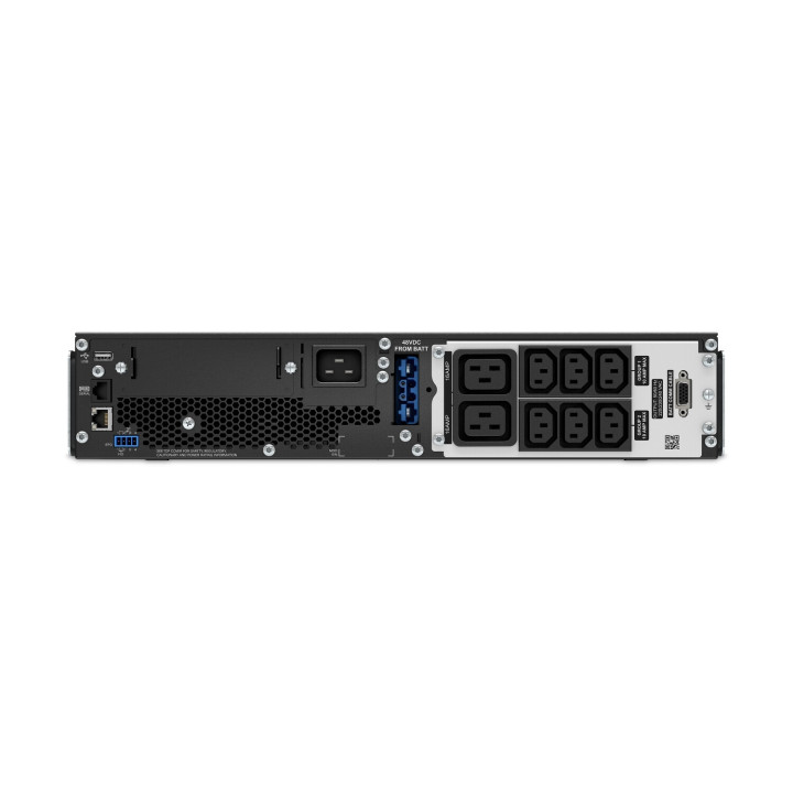 APC Smart-UPS On-Line, 3kVA, Rackmount 2U, 230V, 6x C13+2x C19 IEC outlets, SmartSlot, Extended runtime, W/rail kit, W/O Lithiu