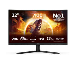 AOC G4 CQ32G4VEAD écran plat de PC 80 cm (31.5") 2560 x 1440 pixels Quad HD LED Noir, Gris